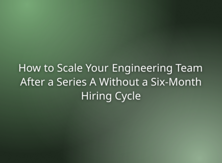 How to Scale Your Engineering Team After a Series A Without a Six-Month Hiring Cycle